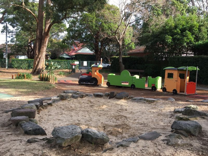 Train and sandpit area